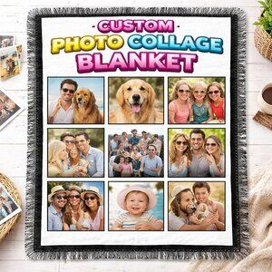 Personalized 9 Picture Blanket Custom Photo Collage Throw Family Keepsake